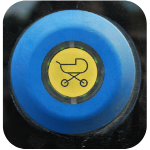 bouton bleu extérieur pour les poussettes
