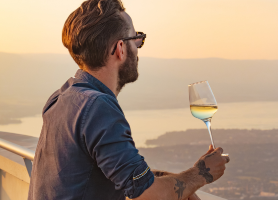 Cocktail au sunet sur le rooftop saleve